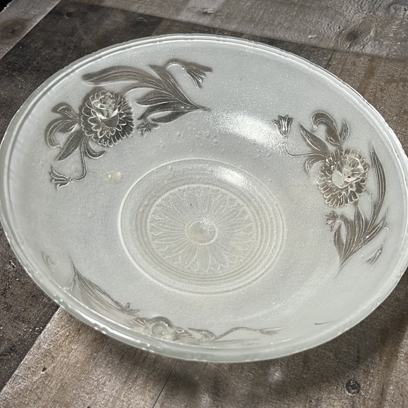 Vintage 1920s Art Deco White Frosted Glass 10" Chandelier Ceiling Light Fixture - Picture 5 of 5